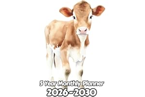 Watercolor Cow 5 Year Monthly Planner 2024-2028: Large 60 Month Calendar | Gift For People Who Love Farm Animals, Countryside Lovers | For Back To School, Office, Work | 8.5 x 11 Inches | 121 Pages