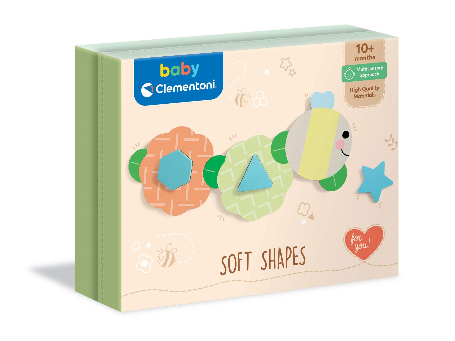 Clementoni - Baby for You-Soft Shapes 52478 Soft Toys for Babies, Early Childhood Games, First Activities, Children 10 Months, Made in Italy, Multicoloured,