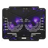 Tarkan Dual Fan Cooling Pad with Dual LED, Fan Control Switch, USB 2.0 Hub, Multi Angle Stand, Suitable for upto 15.6 inch Laptops