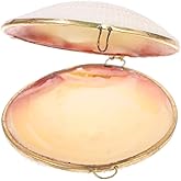 SEWACC Seashell Trinket Box 7-8cm Decorative Hinged Jewelry Trinket Box Natural Shell Jewelry Box Home Decor for Women Girls (Pink)