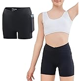 MEJING 4" Girls Cross Waist Athletic Shorts with Pockets, Biker Volleyball Running Cheer Dance Yoga Gymnastics Shorts