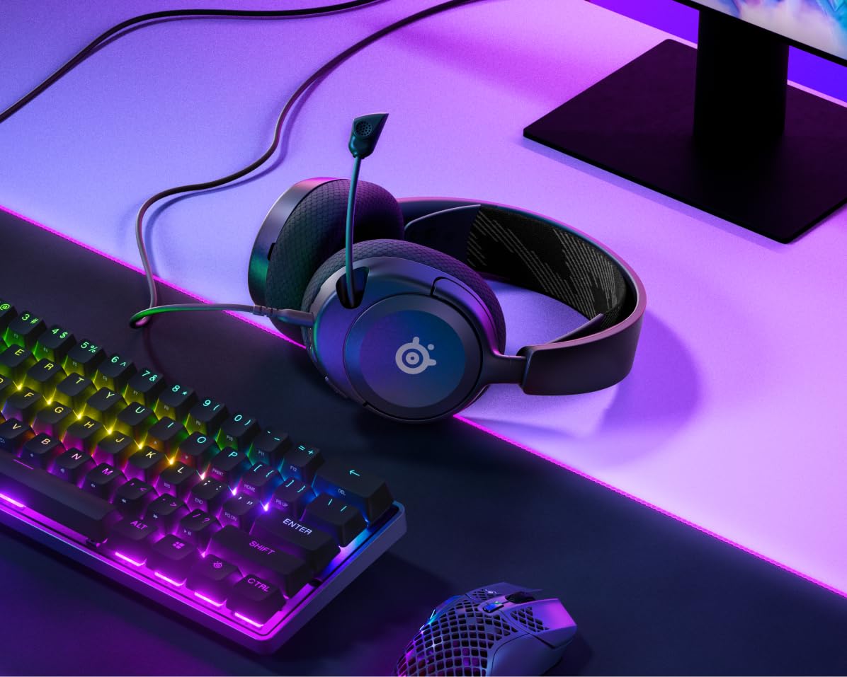 SteelSeries Arctis Nova 1 - Multi-System Gaming-Headset – Hi-Fi-Treiber – 360° Surround-Sound – AirWeave Memory Foam-Ohrpolster – Mikrofon mit Geräuschunterdrückung – PC, PS5, Xbox -Schwarz 2
