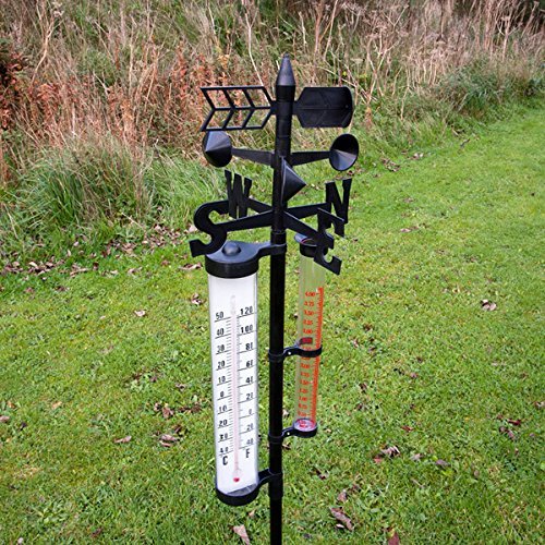 Weather Vane With Rain Gauge & Thermometer New eBay