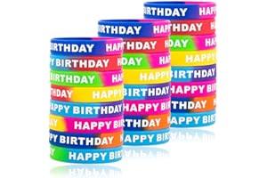 ARTLYMERS Happy Birthday Rubber Bracelets, Colored Silicone Stretch Wristbands for Birthday Party Supplies Favors 8 Styles