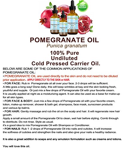Botanical Beauty Pomegranate Oil -100% Pure, 100% Natural. For Face, Hair and Body 1 oz-30 ml
