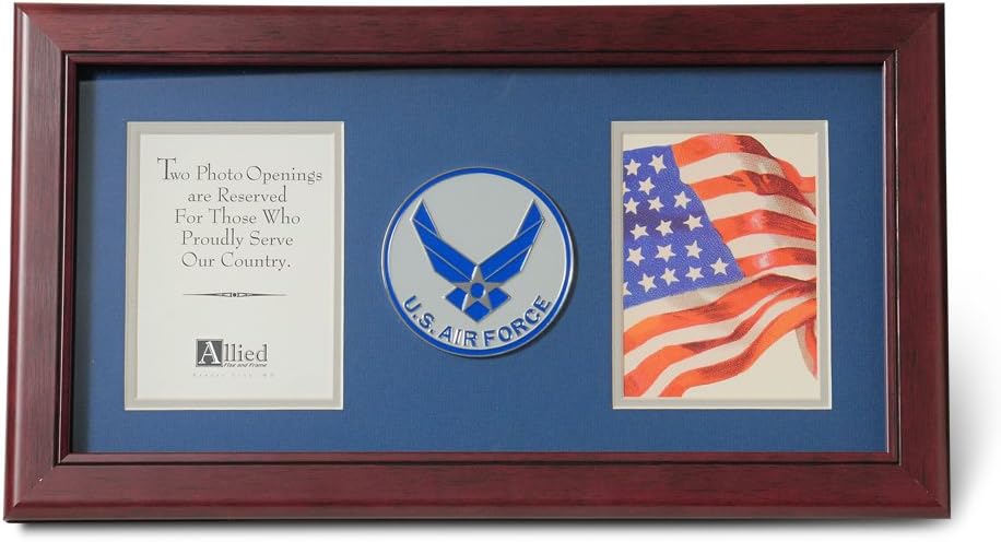 Allied Frame US Air Force Wings Medallion Double Picture Frame - Two 4 x 6 Photo Openings