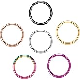 arvinpiercing 6pcs G23 Titanium Nose Rings Hoop - 20G 18G 16G 14G Diameter 6mm/7mm/8mm/9mm/10mm/11mm/12mm Hinged Segment Ring Gold/Rose Gold/Silver/Black/Pink/Rainbow Body Piercing Rings