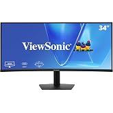 ViewSonic VG3420C 34 Inch 1440p Ultrawide Curved Monitor, 120Hz, 96W USB C | Ultrawide 21:9 UWQHD, 1900R Curve, 120Hz, 96W USB C Docking, HDMI, DisplayPort, Advanced Ergonomics, Home Office, Laptop, PC