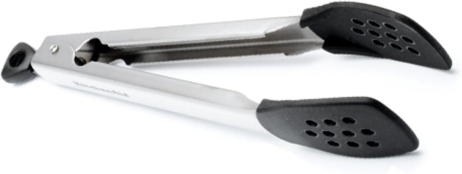 KitchenAid Silicone Tipped Stainless Steel Tongs, Black by KitchenAid