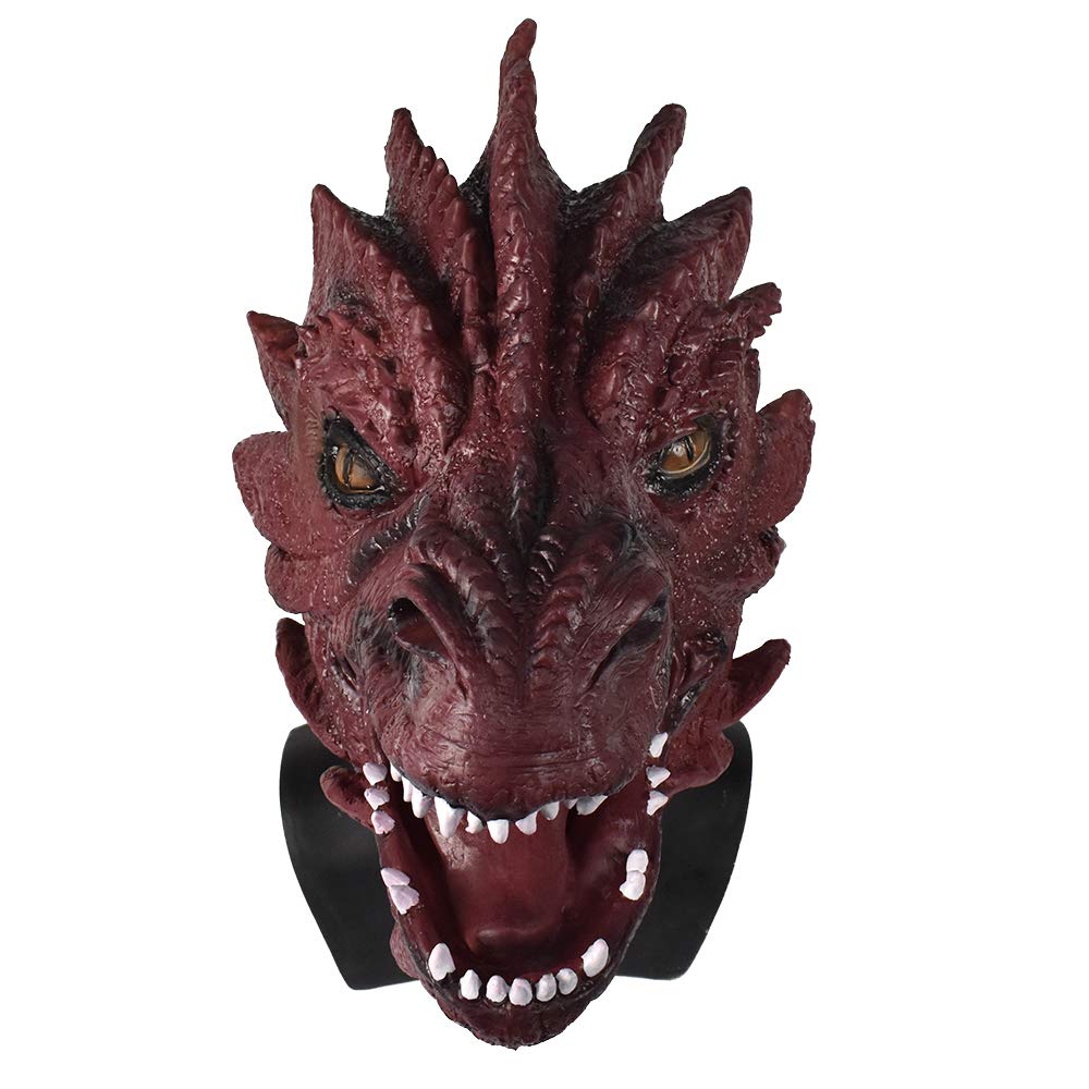COMLZD Scary Dragon Animal Head Mask Latex Monster Horror Rubber
