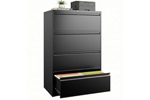 4 Drawer Lateral File Cabinet with Lock Heavy Duty Large Metal Filing Cabinet Home Office Cabinets Wide Steel Cabinets for Le