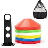 Tebery 60 Pack Premium Soccer Football Agility Cones Marke Cones with Holder and Bag, Disc Mini Training Cones Field Markers 