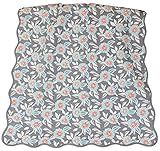Balboa Baby Cotton Sateen Coverlet, Grey Dahlia/Coral Bloom