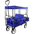 Flex HQ Collapsible Outdoor Utility Lightweight Wagon Cart with Removable Top Canopy with New and Improved Extra Padding Blue
