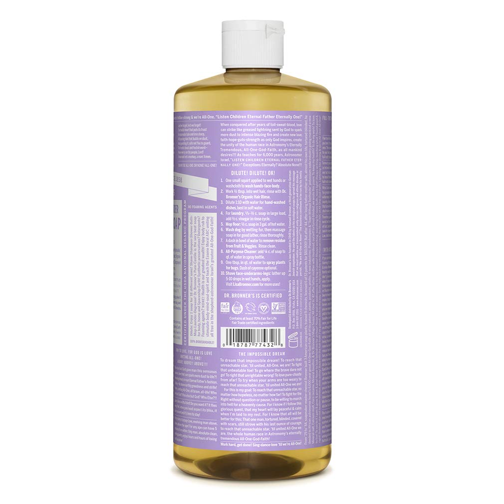 Dr Bronner s Pure Castile Liquid Soap Lavender 32 Ounce Made