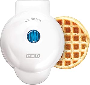 Dash DMW001WH Machine for Individual, Paninis, Hash Browns, & other Mini waffle maker, 4 inch, White