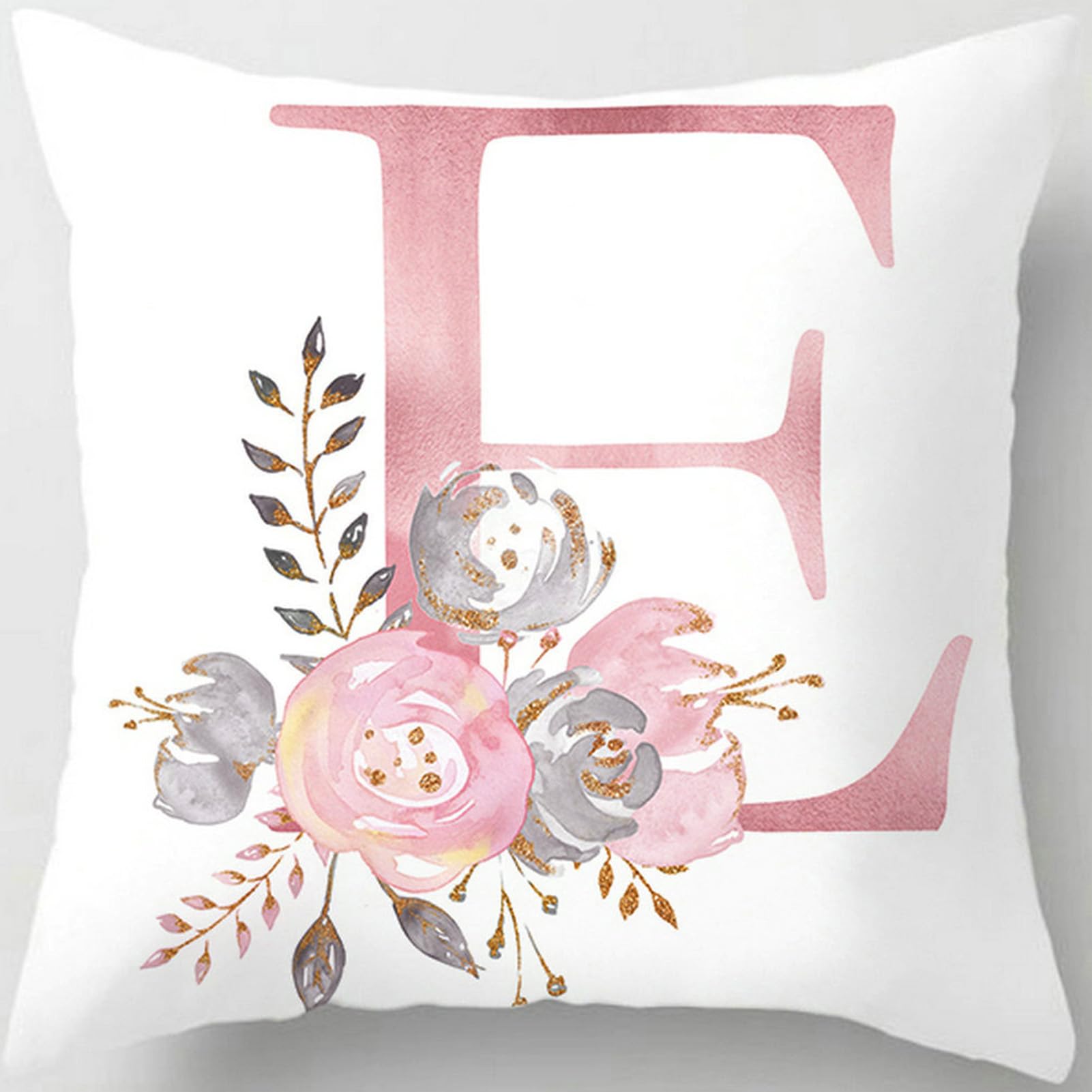 Photo 1 of Tillskuch Throw Pillow Covers Decorative English Letters Floral Pillowcases Velvet Soft Cushion Cover White Pillow Protectors for Sofa Bedding Car and Home Decor (E)