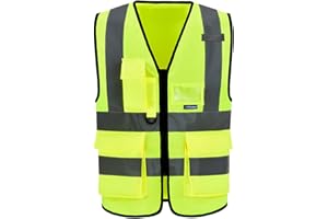 A-SAFETY hi viz reflective safety vest for men, Yellow