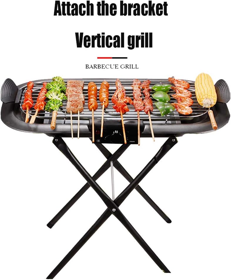 review Barbecue Grill Indoor Smokeless Griddle Electric, with Bracket, Adjustable Heat Control, Removable Grill And Water Tray, Extra Large Surface 62X32cm, Enamel 2000W
