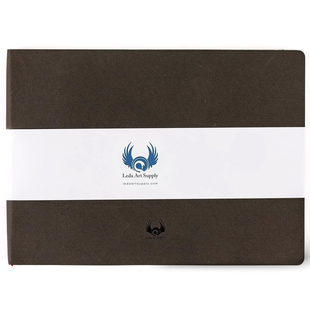 Landscape-Shaped Sketchbook, 20.9 x 14.2 cm/ 8.25 x 5.5 inches, Lay Flat Flexible Sketch Book for Artists, Ideal for Ink, Watercolor, Pen, Pencils, 160 Pages, Size: Landscape Medium, Leda Art Supply