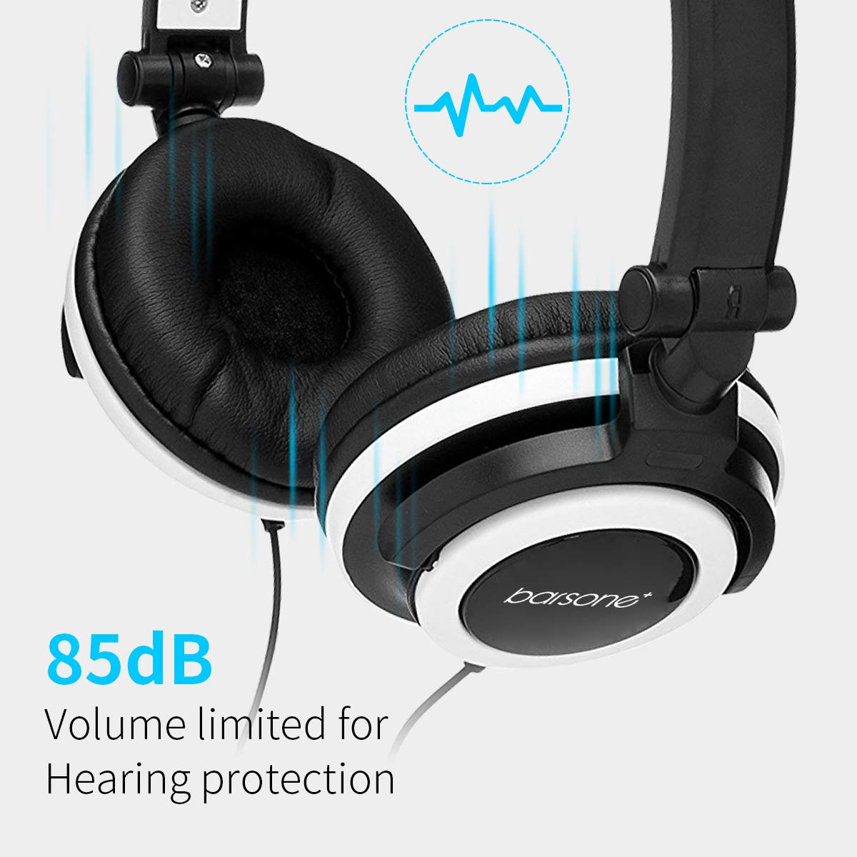 Cat Ear Headphones,barsone Wired Foldable On Ear Headsets with LED Glowing Light 3.5mm Audio Jack Headset for Children (Black)