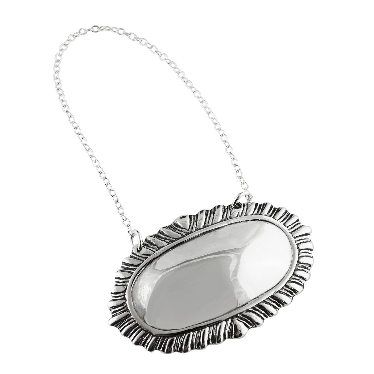 Sterling Silver Blank Engravable Oval Wine Liquor Bottle Decanter Label Name Tag