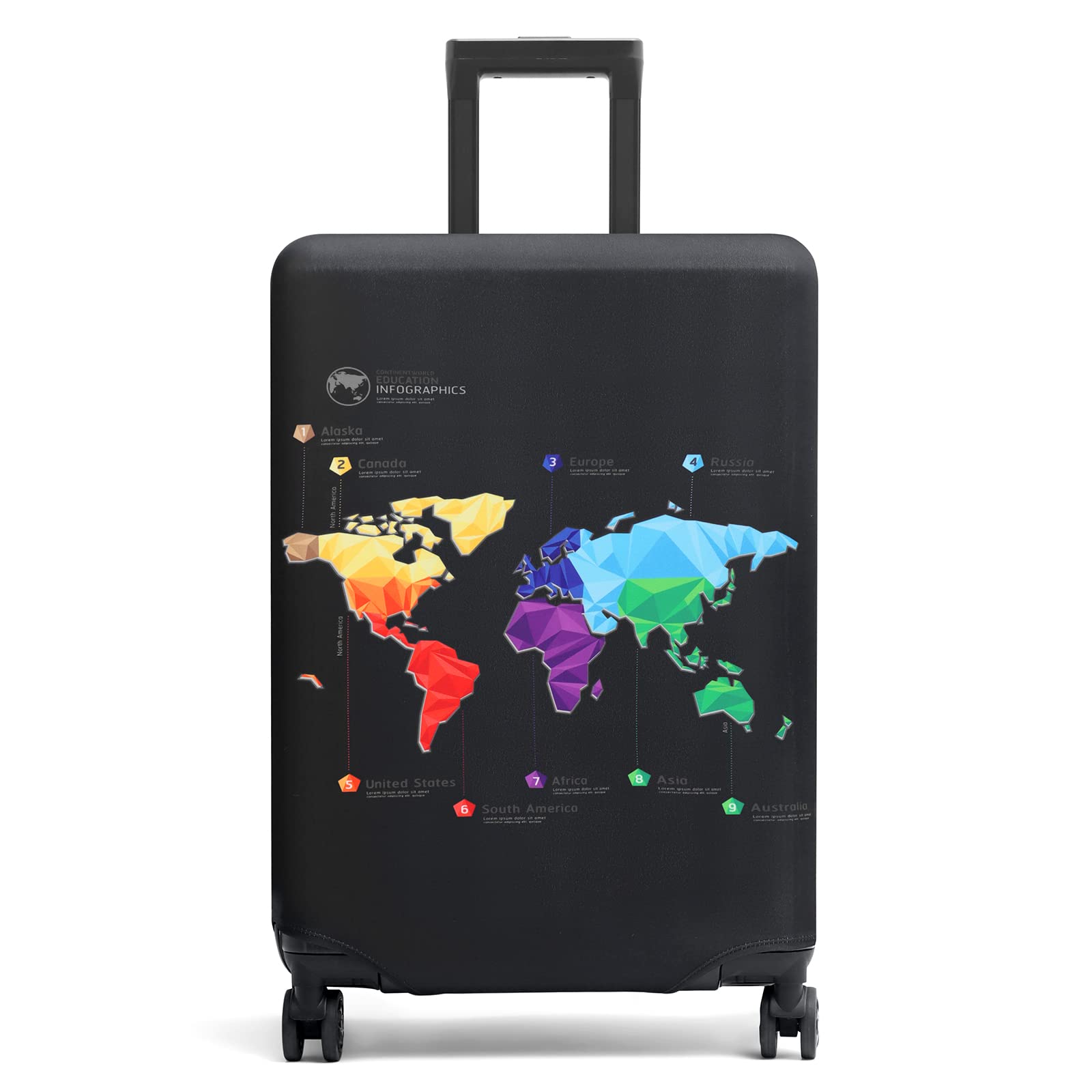 Youth Union Suitcase Covers Protective Case Map Travel Luggage Cover Washable Elastic Cover for Baggage Fits 18-32 Inches Luggage for Business Trip Daily Using