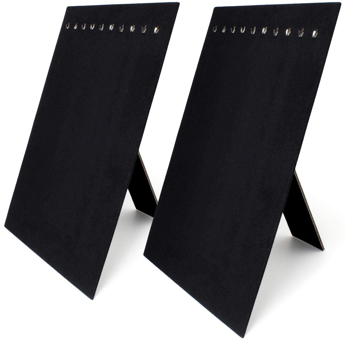 iGadgitz Home U7090 Velvet Necklace Stand Necklace Board Chain Stand (10 Hooks) - Black - 2pcs