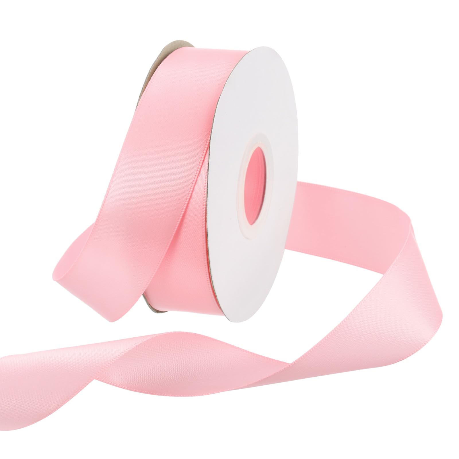 Rebower 25mm Satin Ribbon 23m Thick Double Face Grosgrain Silk Ribbon, [for Gift Wrapping, Hair Bows, Wedding, Cake, Flower] - 25 Yard/75ft/ Coral Pink
