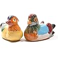 DMtse Feng Shui Ceramic Pair Mandarin Ducks for Love & Fidelity (2 6/8 inch Small Size) Figurines for Happy Love Lucky Gift