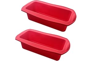2PCS Silicone Bread Pans 10.6"×5.3"×2.6" Red Nuisanceless Silicone Bread Loaf Baking Mold for Bread Cake Home Baking Ki