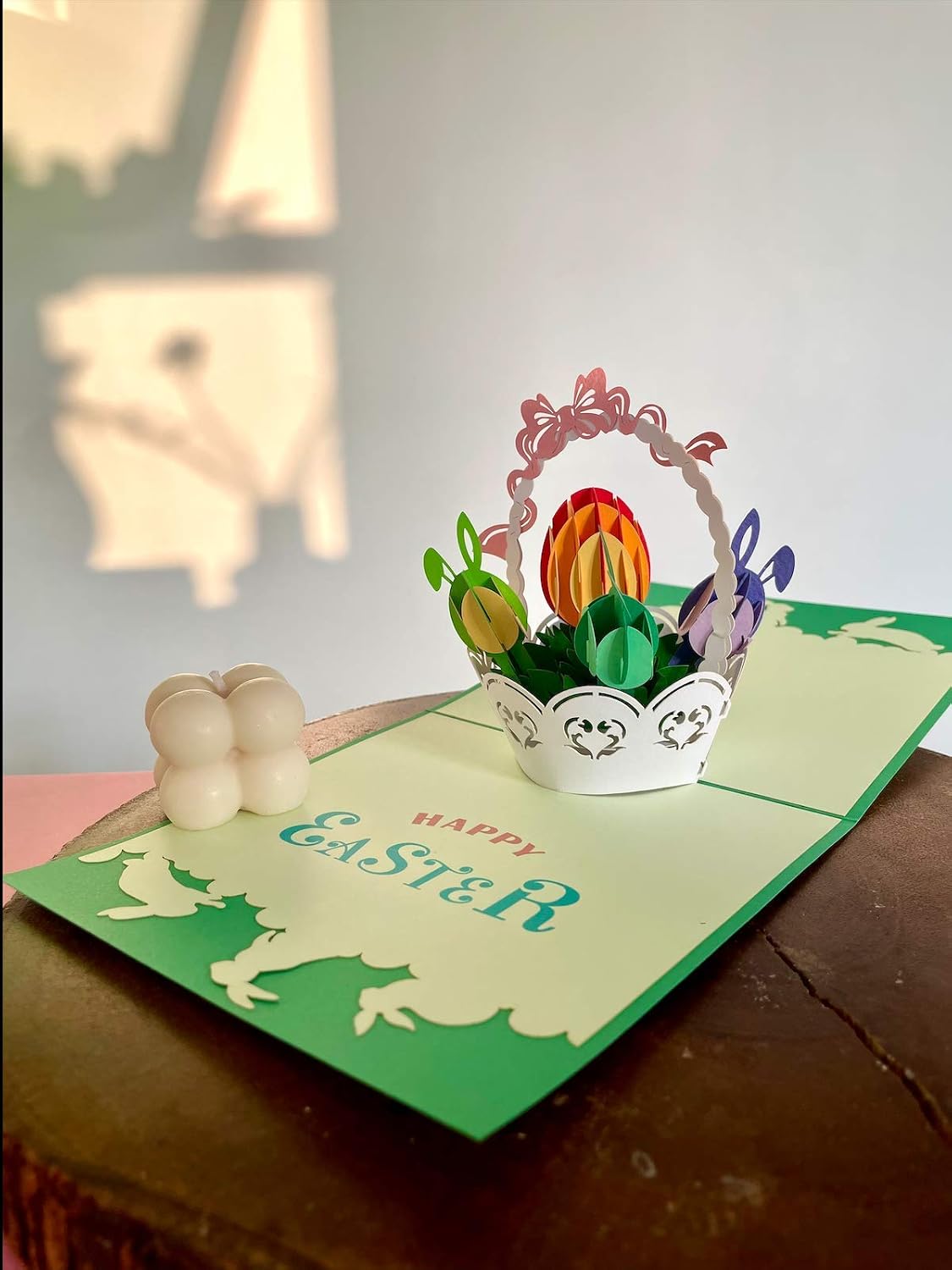 Happy Easter Bunny Basket Pop Up 3D card. Colourful Spring Collection. A Delightful surprise easter greeting card gift for Kids Children - Image 3