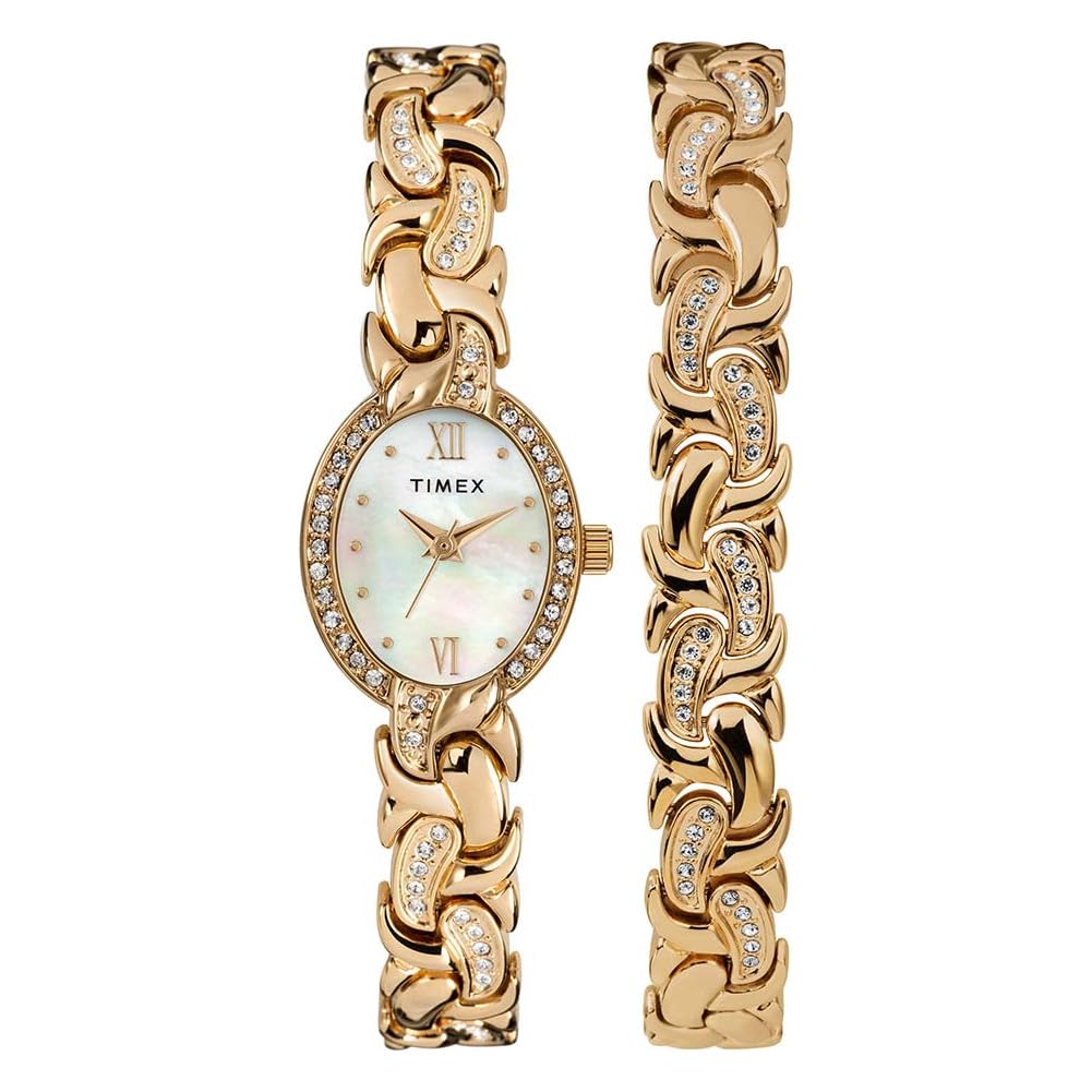 Timex Classics Women's 19mm Watch, Gold - Tone Bracelet Set TW2T49900