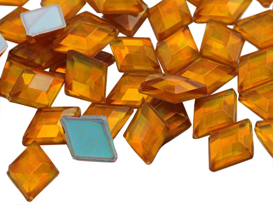 Allstarco 10x7mm Orange Topaz AB Flat Back Diamond Acrylic Rhinestones Plastic Gems for Jewelry Making Costume Jewels Cosplay Embelishments - 100 Pieces