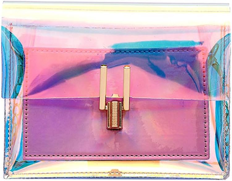 Fashion Women Laser Transparent Crossbody Bags Messenger Shoulder Bag Beach Bag Pink