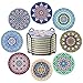 Naipusun Coasters for Drinks,Absorbent Ceramic Stone with Cork Backing Mandala Coaster,Protect Your Furniture from Spills Scratches Water Rings and Damage, Set of 8 (306)