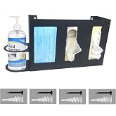 QiaoYoubang Steel Sanitizing Station Dispenser Stand Wall Mounted Organizer | for Face Masks, Glove Box and Hand Sanitizer or Others in Office, Gym, Schools, Hospital, Laboratory or other Public Sites