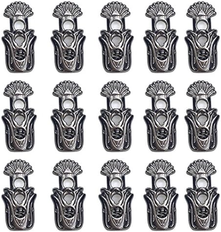 Morainn 15pcs Plated Metal Double Holes Flower Style Lanyard Cord Lock Stopper Fastener Slider Diy (Flower Style)
