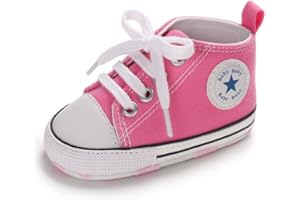 Meckior Baby Girls Boys Canvas Sneakers Soft Sole High-Top Ankle Infant First Walkers Crib Shoes
