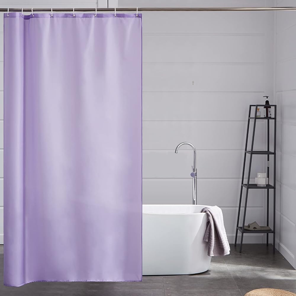 Furlinic Anti Mould Shower Curtain Purple Polyester Waterproof 47x78 Inch