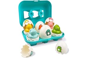 Pinkiwine Easter Hide & Squeak Dinosaur Eggs Montessori Sorting & Matching Learning Toys for Toddlers Kids Boys Girls Easter Basket Stuffers Gifts Party Favors
