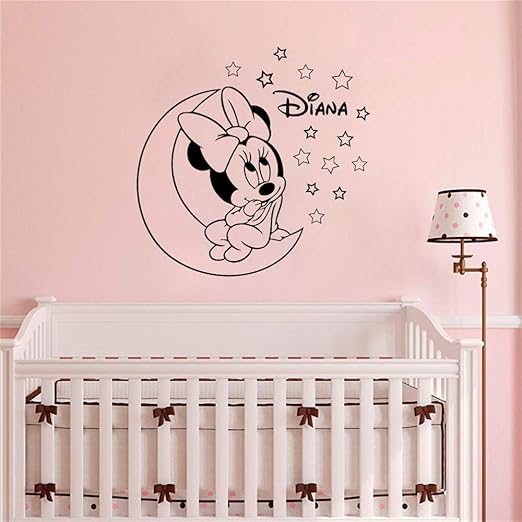 Wandaufkleber Personalisierte Name Minnie Mouse Fur Kinderzimmer Dekor Madchen Zimmer Kinderzimmer Schlafzimmer Dekor Amazon De Baumarkt