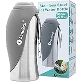 LumoLeaf Portable Dog Water Bottle 27 OZ, Stainless Steel Pet Travel Water Bottle Dispenser for Walking, Hiking and Outdoor, Portable Water Bowl for Large Dogs (Grey)