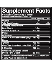 MusclePharm Combat Pre-Workout, 200 mg de cafeína, polvo de energía explosiva, 400 mg de...