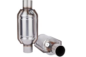 Yeoflagtrade 2.5" Universal Catalytic Converter, 2.5 Inch Inlet/Outle Cat Converter with O2 Port and Heat Shield (EPA Compliant), Set of 2
