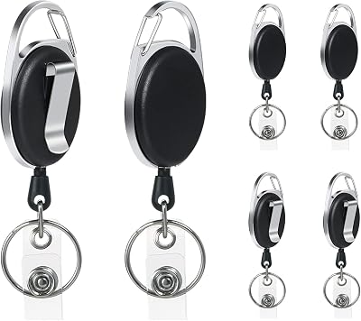 Vicloon 6 Pcs Badge Reel Retractable 70 cm Clips with Key Ring Belt Clip