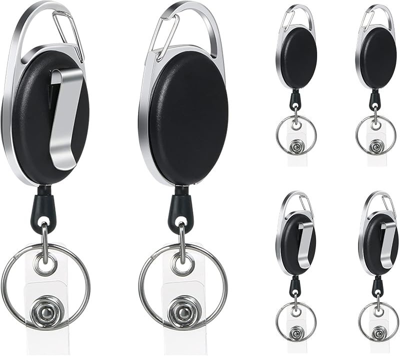 Vicloon 6 Pcs Badge Reel Retractable 70 cm Clips with Key Ring Belt Clip