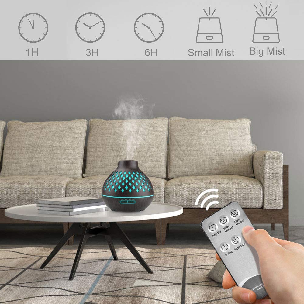 Essential Oil Diffuser, Remote Control Diffusers for Essential oils, Ultrasonic Humidifier, Aromatherapy Diffuser with Waterless Auto-Off (Coffee) : Beauty