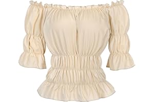 PARLSDY Womens Tops and Blouses Victorian Pirate Skirt Costumes Steampunk Plus Size Renaissance Shirt