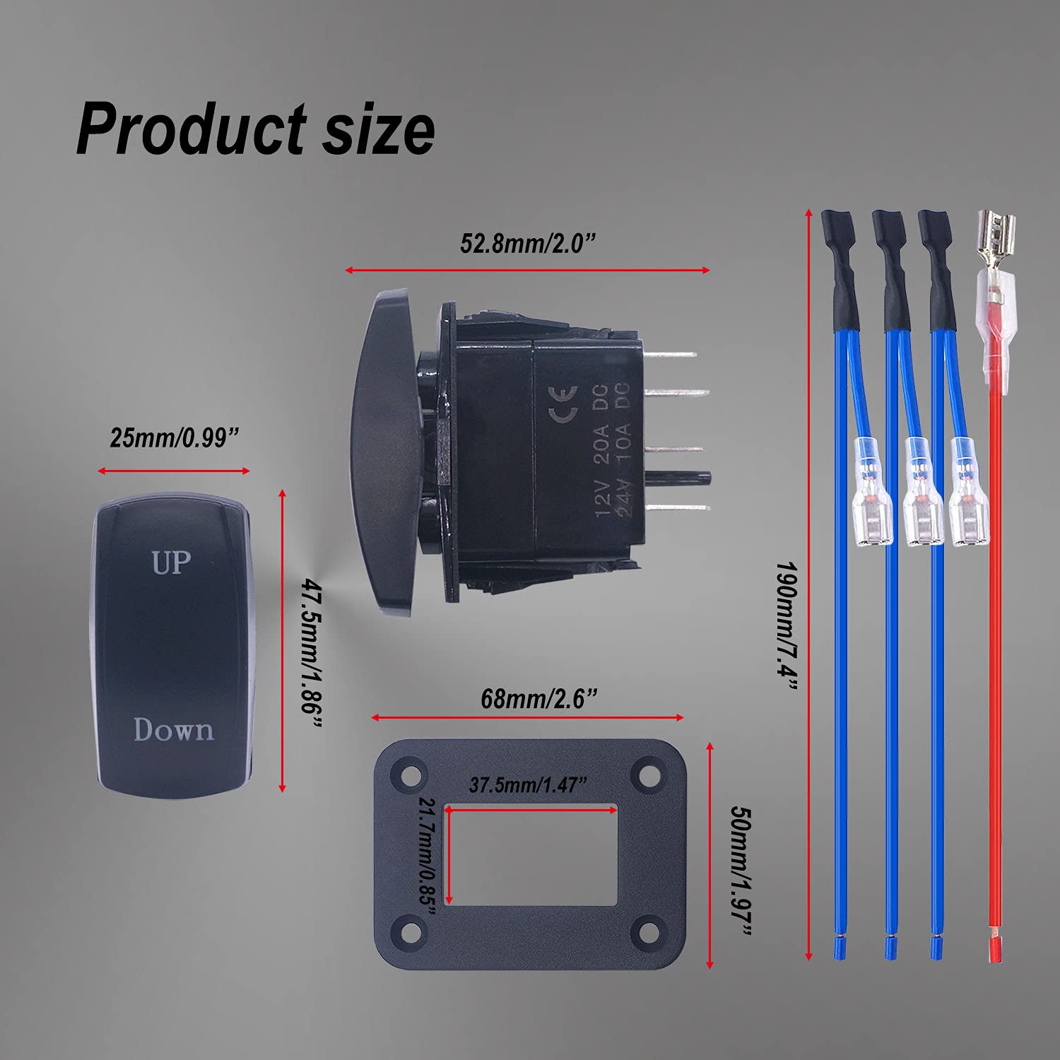 Mua Motor Polarity Reversing Rocker Switch Momentary 20A 12V DPDT 7Pin ...
